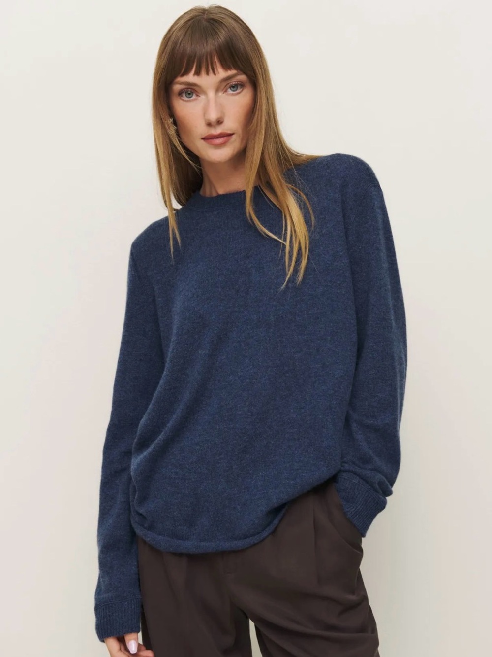 Reformation Cashmere Boyfriend Oversized Crewneck Sweater in Danube size Small.